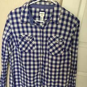 Blue gingham flannel